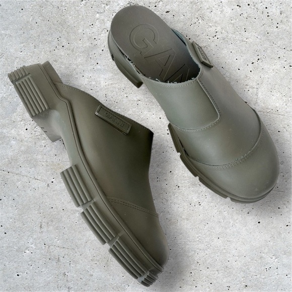 GANNI Recycled Rubber City Mule in Kalamata Green Sz. EU 43 / US 13 - Picture 1 of 13